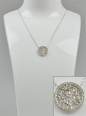 Collier Arbre de Vie & Diamants - Argent Massif (pic 1)