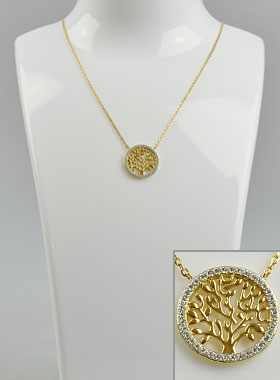 Collier Arbre de Vie Diamants Or - Plaqué Or 18k (pic 1)