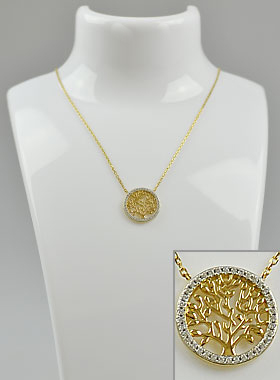Collier Médaille Arbre de Vie Diamants - Plaqué Or 18 Carats (pic 1)