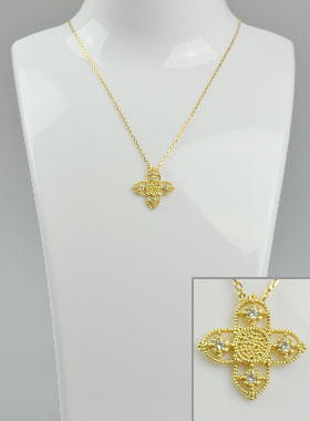 Collier Croix Plaqué Or & 4 Diamants (pic 1)