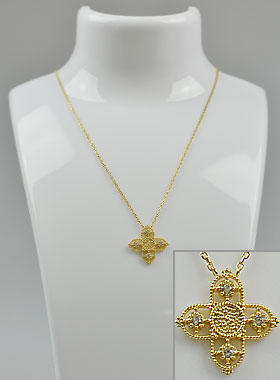 Collier Femme avec Croix en Plaqué Or & Diamants (pic 1)