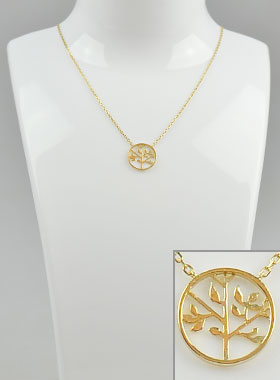Collier Médaille Arbre de Vie en Plaqué Or 18k (pic 1)