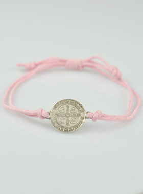 Bracelet Médaille de Saint Benoît - Rose Clair (pic 1)
