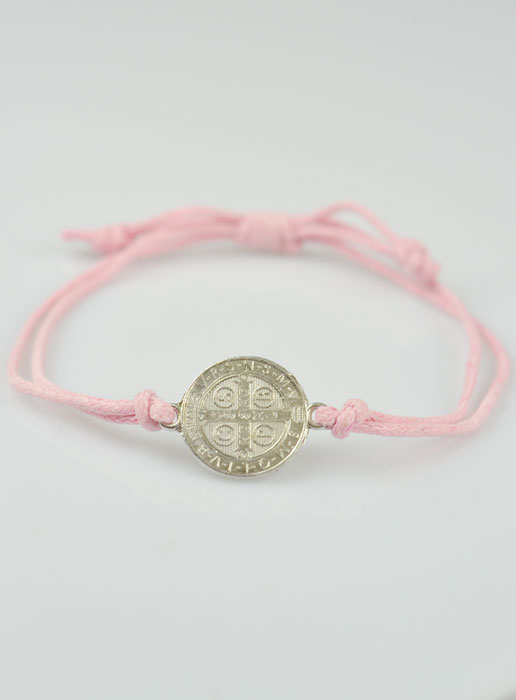 Bracelet Médaille de Saint Benoît - Rose Clair (pic 2)