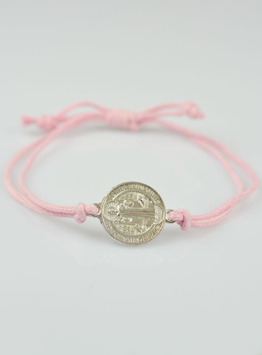 Bracelet Médaille de Saint Benoît - Rose Clair (pic 3)