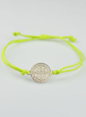 Bracelet Médaille de Saint Benoît - Jaune Fluo (pic 1)