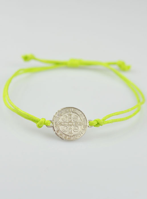 Bracelet Médaille de Saint Benoît - Jaune Fluo (pic 2)