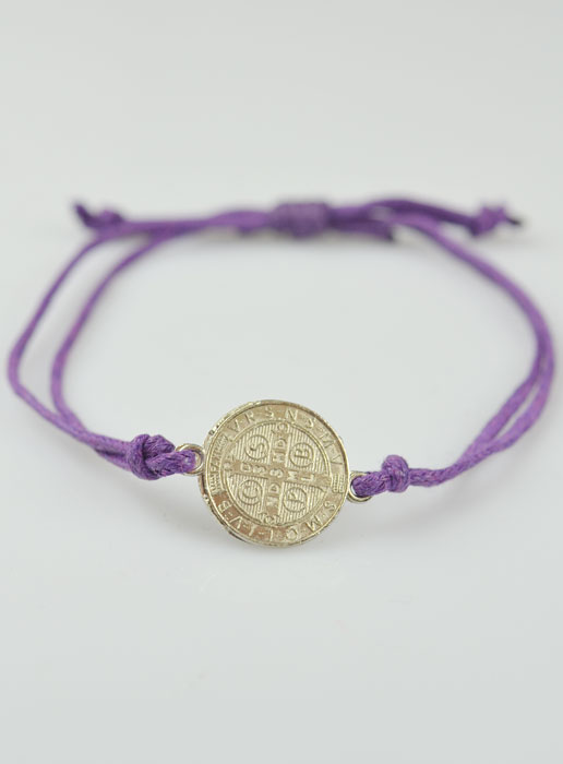 Bracelet Médaille de Saint Benoît - Violet (pic 2)
