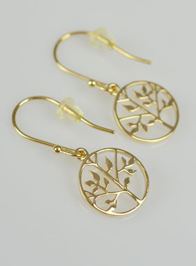 Boucles d'Oreilles Arbre de Vie en Plaqué Or 18 carats (pic 1)