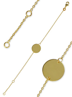 Bracelet Jeton de Baptême à Graver en Plaqué Or 18k - 16 cm (pic 1)
