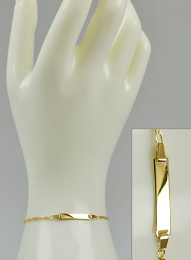 Bracelet de Baptême Bébé à Graver en Plaqué Or 18k - Maille Cheval (pic 1)