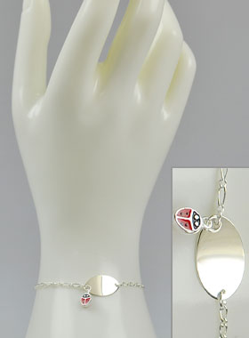 Gourmette de Bébé en Argent 925/1000 - Coccinelle (pic 1)