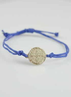 Bracelet Médaille de Saint Benoît - Bleu (pic 2)