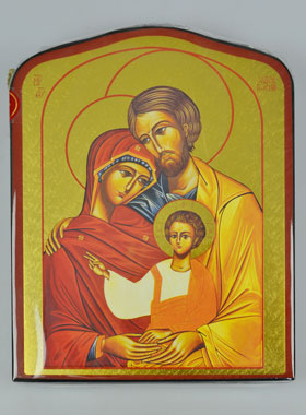 Icône Sainte Famille Arrondie - 19 cm - Artisanat Monastique (pic 1)