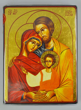 Icône Byzantine de la Sainte Famille - 15 cm - Artisanat Monastique (pic 1)