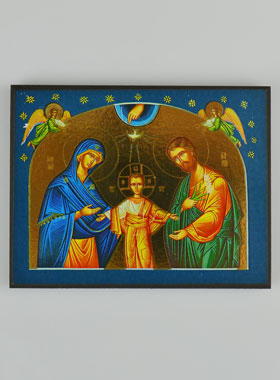 Icône Byzantine de la Sainte Famille aux étoiles - 8.5 cm (pic 1)