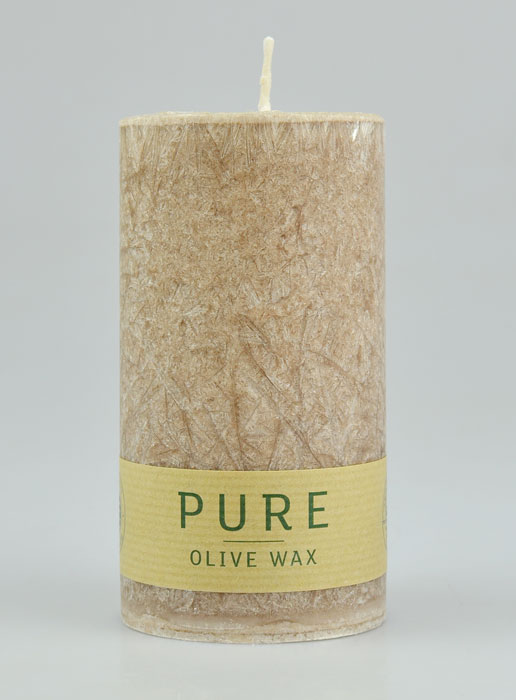 Bougie Olive Bio - Couleur Taupe Marbré - 100% Naturelle - 13 X 7 cm (pic 2)