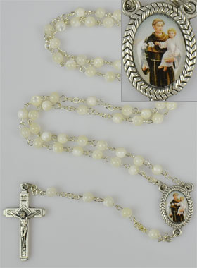 Chapelet en Perles de Nacre Véritable - Médaille St Antoine (pic 1)