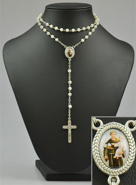 Chapelet en Perles de Nacre Véritable - Médaille St Antoine (pic 2)