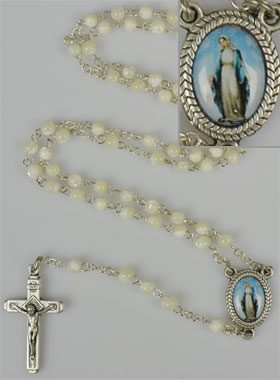Chapelet de Lourdes en Perles de Nacre - Vierge Miraculeuse (pic 1)