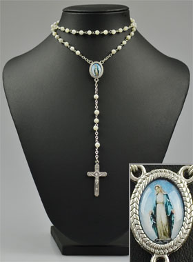 Chapelet de Lourdes en Perles de Nacre - Vierge Miraculeuse (pic 2)