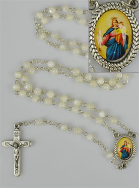 Chapelet en Perles de Nacre - Médaille Vierge Marie (pic 1)