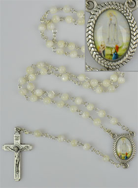 Chapelet en Perles de Nacre Véritable - Médaille Vierge de Fatima (pic 1)
