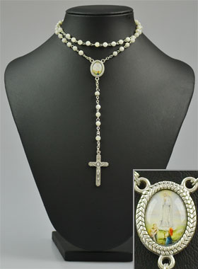 Chapelet en Perles de Nacre Véritable - Médaille Vierge de Fatima (pic 2)