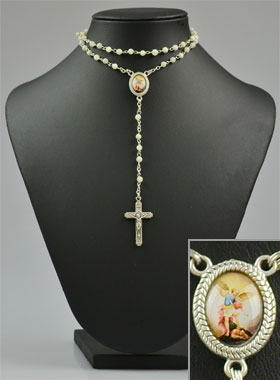 Chapelet en Perles de Nacre Véritable - Médaille Saint Michel (pic 2)