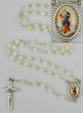 Chapelet en Perles de Nacre Véritable - Médaille Marie qui Défait les Noeuds (pic 1)