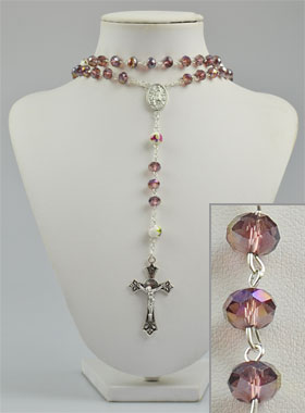 Chapelet Collier Mode en Cristal Rose (pic 1)