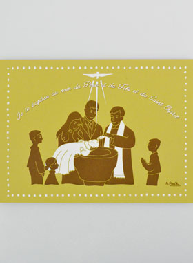 Carte de Baptême - Je te Baptise - Jaune (pic 1)