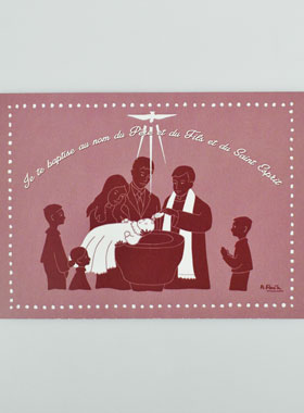 Carte de Baptême - Je te Baptise - Rose (pic 1)