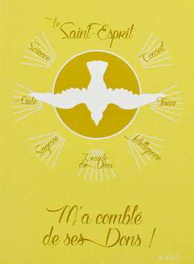 Carte de Confirmation - Le Saint Esprit - Modèle Jaune (pic 1)