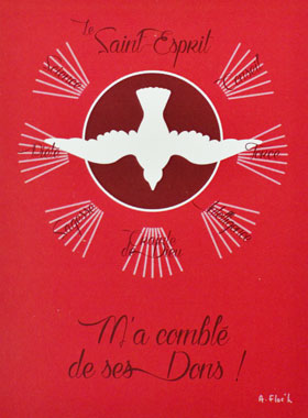 Carte de Confirmation - Le Saint Esprit - Modèle Rouge (pic 1)