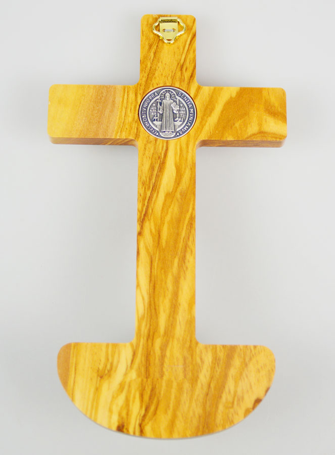Béniter Croix de Saint Benoît en Bois d'Olivier - 19cm (pic 4)