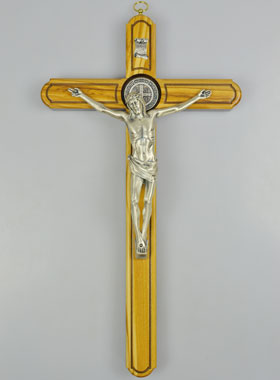Croix de Saint Benoît en Bois d'Olivier - 35cm (pic 1)