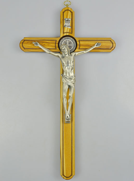 Croix de Saint Benoît en Bois d'Olivier - 35cm (pic 2)