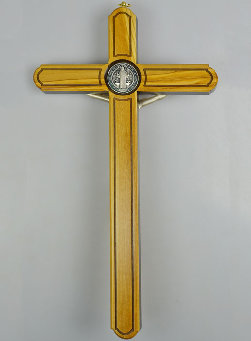 Croix de Saint Benoît en Bois d'Olivier - 35cm (pic 3)