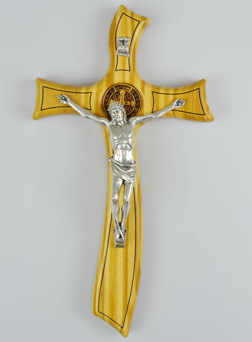 Croix de Saint Benoît en Bois d'Olivier - 21cm (pic 2)