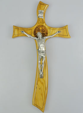 Croix de Saint Benoît en Bois d'Olivier - 27cm (pic 1)