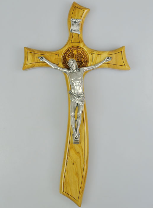 Croix de Saint Benoît en Bois d'Olivier - 27cm (pic 2)