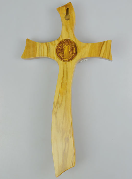 Croix de Saint Benoît en Bois d'Olivier - 27cm (pic 3)