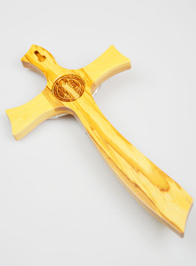 Croix de Saint Benoît en Bois d'Olivier - 27cm (pic 4)