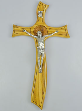 Croix de Saint Benoît en Bois d'Olivier - 32cm (pic 1)