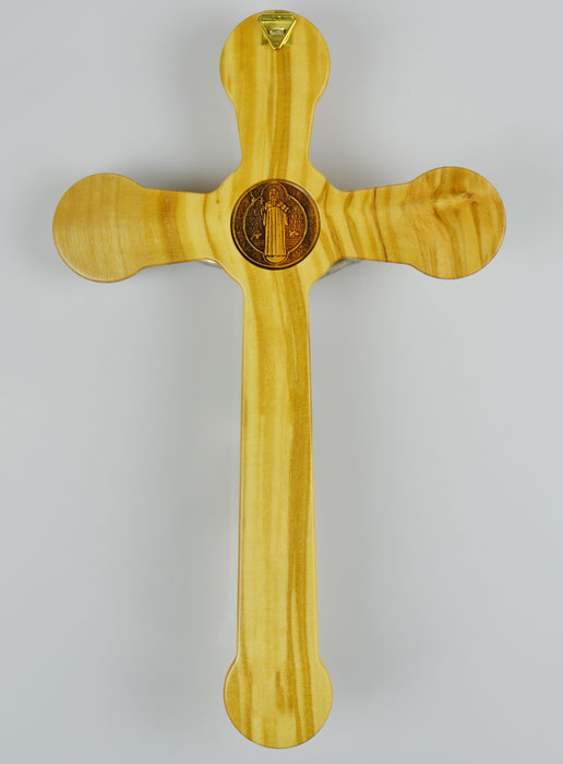 Croix de Saint Benoît en Bois d'Olivier - 20x12cm (pic 3)