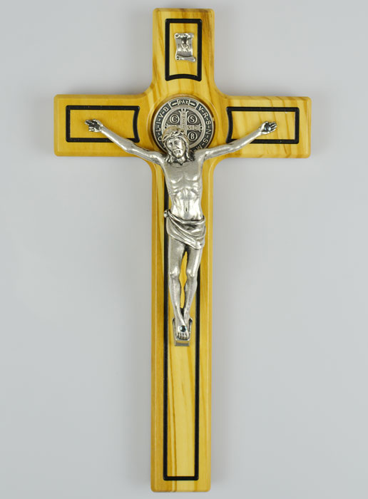 Croix de Saint Benoît en Bois d'Olivier - 20 x11cm (pic 2)