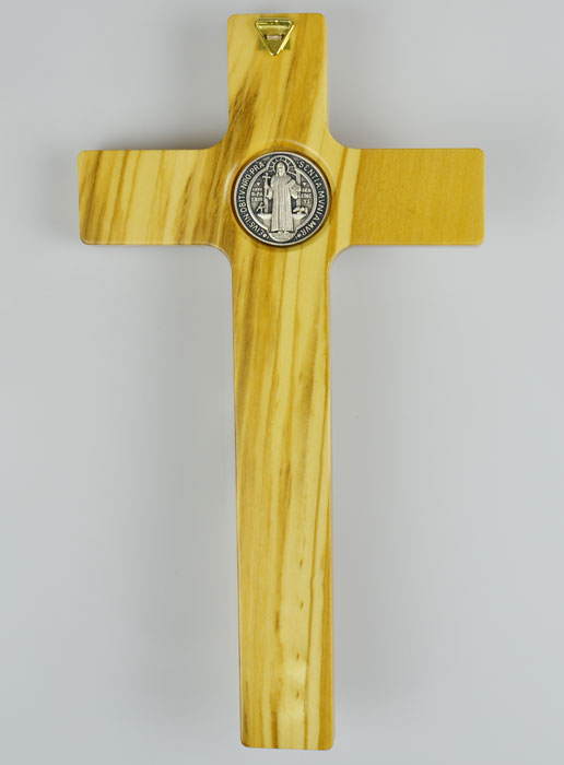 Croix de Saint Benoît en Bois d'Olivier - 20 x11cm (pic 3)
