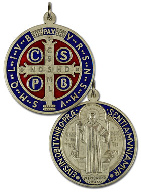 Grande Médaille de Saint Benoit en Métal Couleur - 10 cm (pic 1)