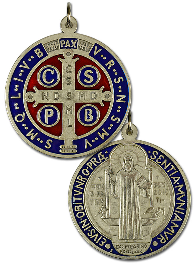 Grande Médaille de Saint Benoit en Métal Couleur - 10 cm (pic 2)